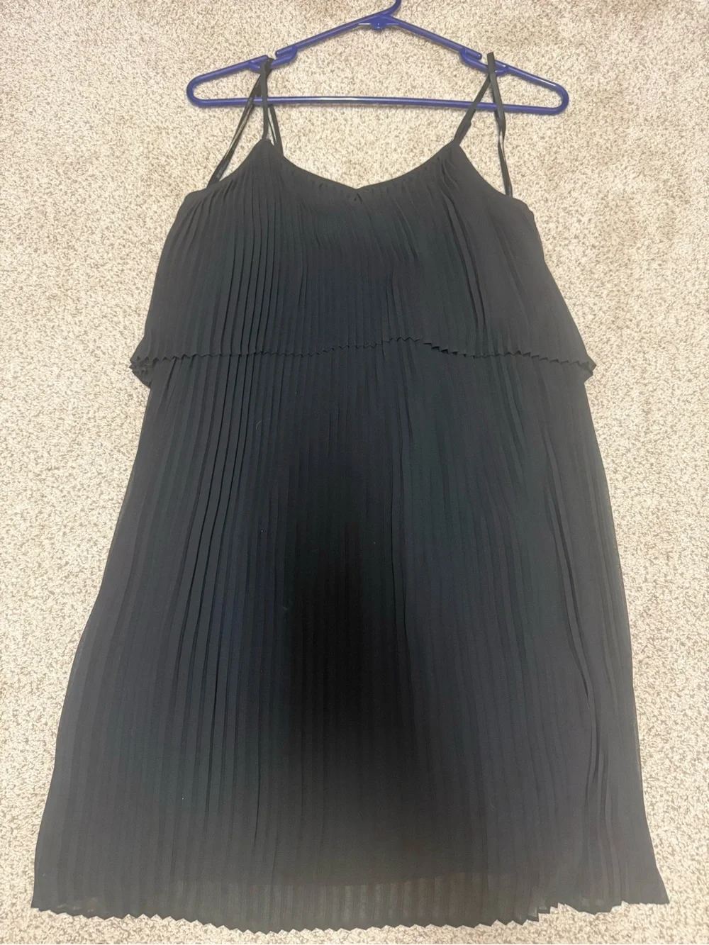 BCBGeneration Black Pleated Spaghetti-Strap Mini Dress